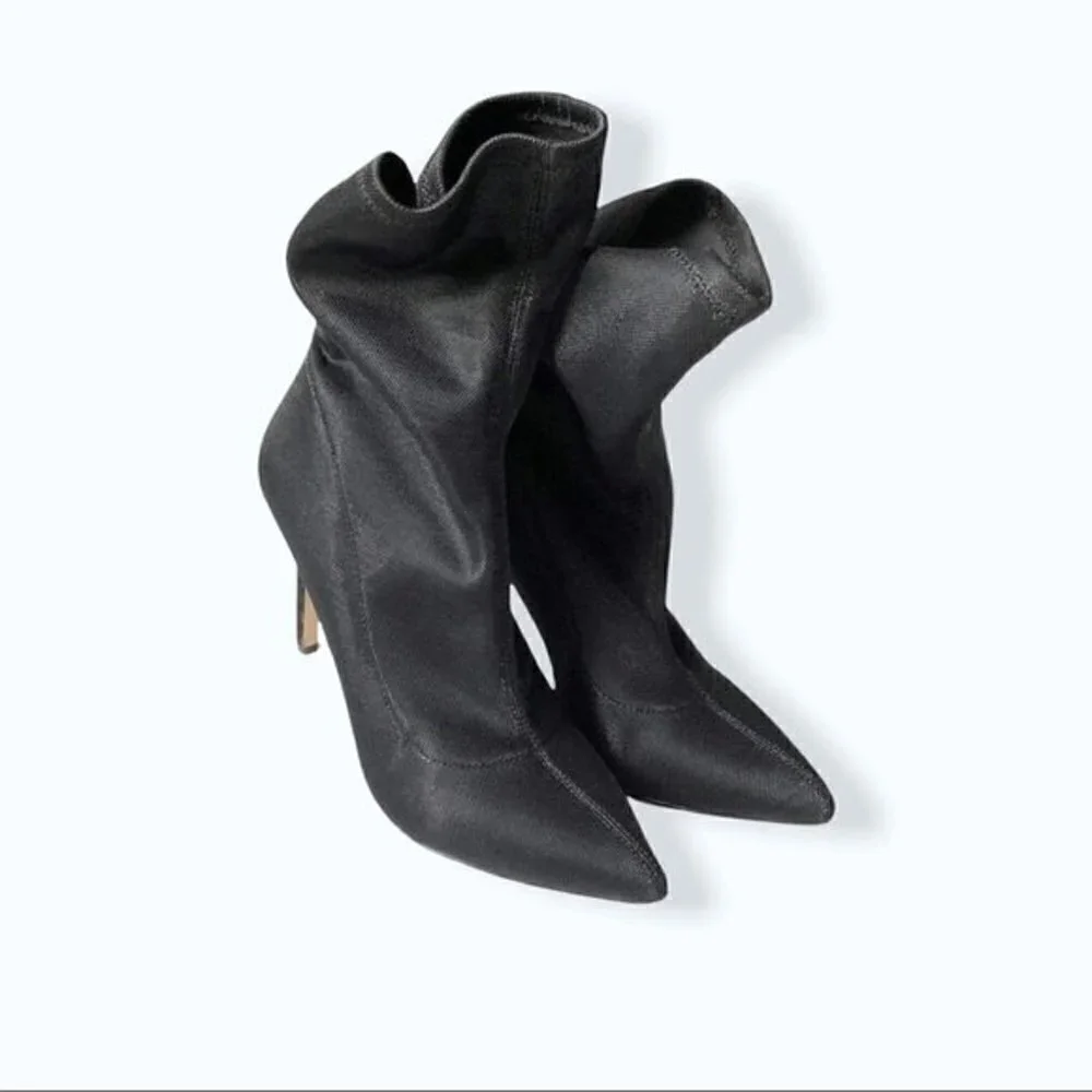 Badgley Mischka Stiletto Sock Boots Jewel Ronny Shimmer Pointed Toe Evening 7 - Picture 7 of 12